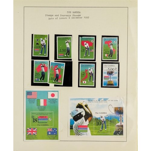 171 - GOLF 1970's-1990's world collection of stamps & covers written up in nine albums, includes mostly ne... 