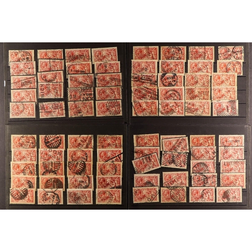 1710 - GB.GEORGE V 1913 - 1919 SEAHORSES used on stock cards, various printings, note 2s6d browns (260+), 5... 