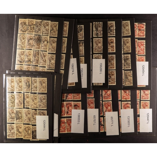 1710 - GB.GEORGE V 1913 - 1919 SEAHORSES used on stock cards, various printings, note 2s6d browns (260+), 5... 