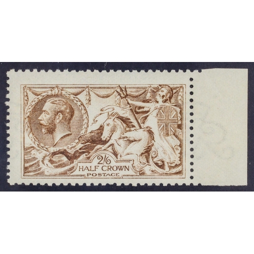 1712 - GB.GEORGE V 1915 2s6d yellow-brown watermark reversed De La Rue Seahorse, SG 406Wj, never hinged min... 