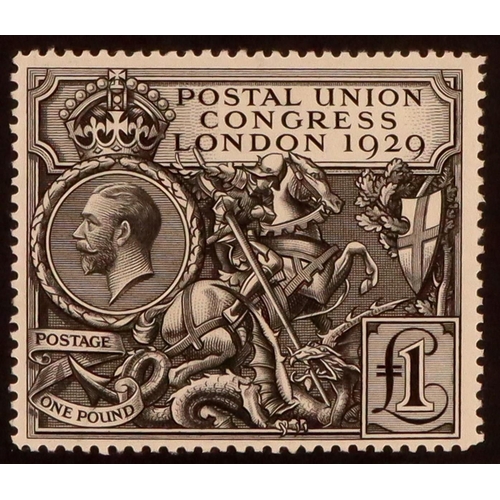 1725 - GB.GEORGE V 1929 £1 black PUC, SG 438, mint very lightly hinged. Cat £750. Lot 1725 (P) [a]