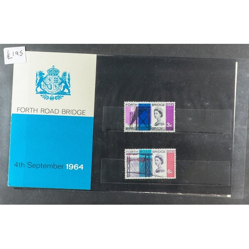 1744 - GB.ELIZABETH II 1964-1970 PRESENTATION PACKS Collection in album, includes 1964 Geographical, 1964 B... 