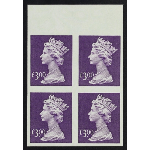 1808 - GB.ELIZABETH II 1993 £3 dull violet Machin definitive Enschede printing (SG Y1802) IMPERFORATE block... 