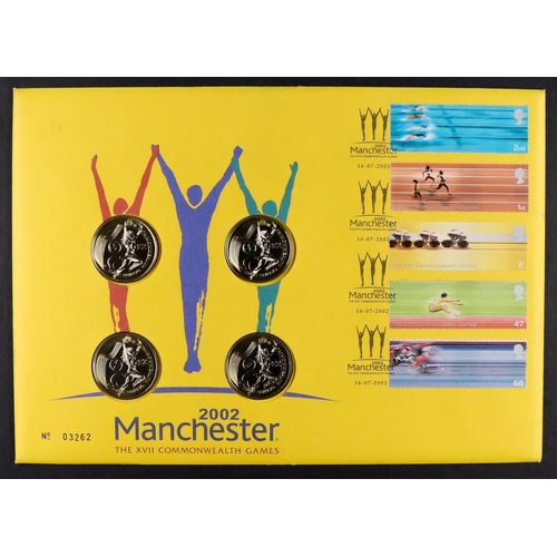 1816 - GB.ELIZABETH II 2002 Manchester Commonwealth Games coin first day cover with four different uncircul... 