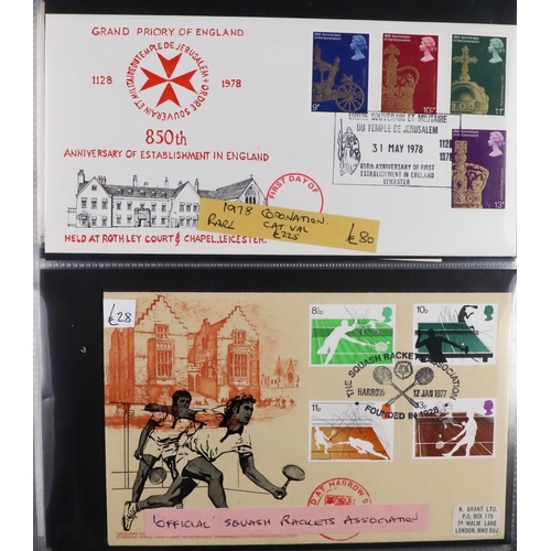 1850 - GB.FIRST DAY COVERS 1940's-2010's LARGE ACCUMULATION in albums and loose in fourteen boxes, all illu... 