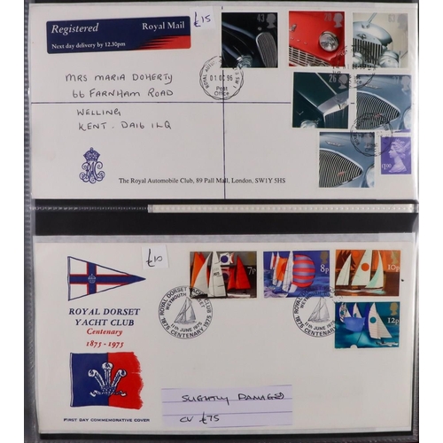 1850 - GB.FIRST DAY COVERS 1940's-2010's LARGE ACCUMULATION in albums and loose in fourteen boxes, all illu... 