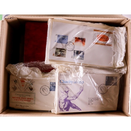 1850 - GB.FIRST DAY COVERS 1940's-2010's LARGE ACCUMULATION in albums and loose in fourteen boxes, all illu... 