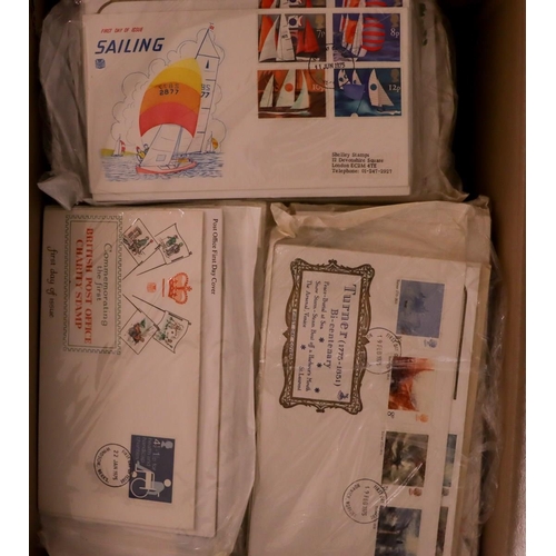 1850 - GB.FIRST DAY COVERS 1940's-2010's LARGE ACCUMULATION in albums and loose in fourteen boxes, all illu... 