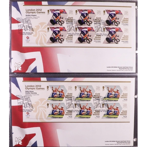 1860 - GB.FIRST DAY COVERS 2012 Olympic Games Gold Medals Winners sheets set on illustrated unaddressed fdc... 