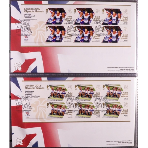 1860 - GB.FIRST DAY COVERS 2012 Olympic Games Gold Medals Winners sheets set on illustrated unaddressed fdc... 