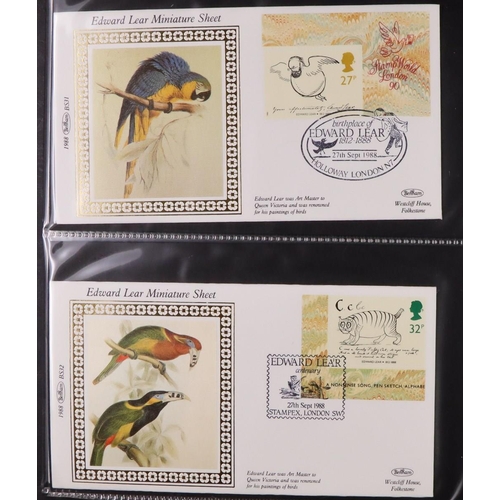 1862 - GB.FIRST DAY COVERS BENHAM SILKS 1982-1989 collection in eight albums, plus some Isle of Man issues ... 