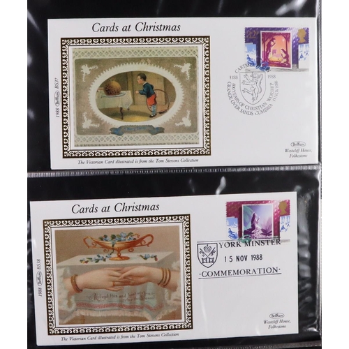 1862 - GB.FIRST DAY COVERS BENHAM SILKS 1982-1989 collection in eight albums, plus some Isle of Man issues ... 