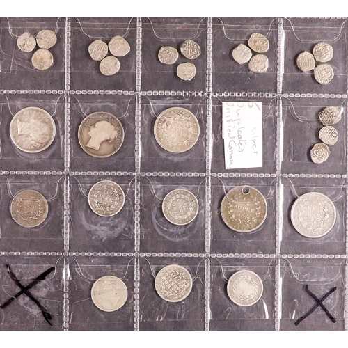 20 - COINS - INDIAN SILVER Mewar 1/16th rupee (approx 100 examples), Travancore 1860 - 1901 1 chuckram (a... 