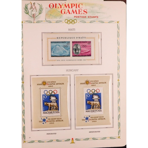 219 - OLYMPIC GAMES 1960 world never hinged mint collection in special album, all different sets & mini-sh... 