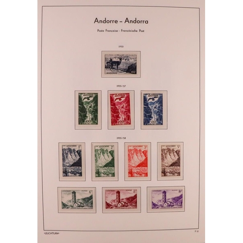 232 - ANDORRA 1931 - 1970 MINT / NEVER HINGED MINT COLLECTION in a Lighthouse hingeless album, FRANCE PO a... 