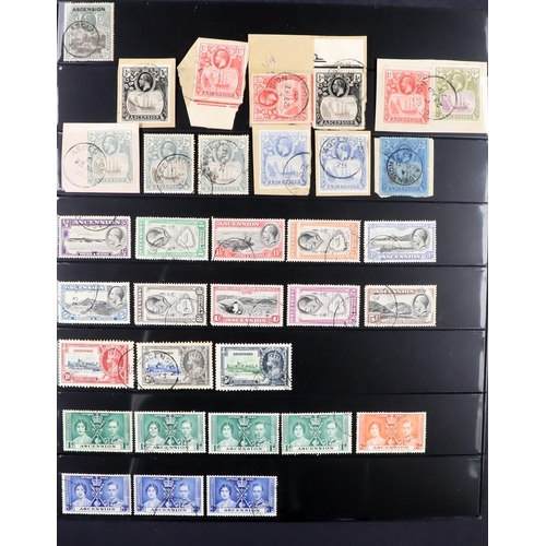 245 - ASCENSION EX DEALER'S FOLDER. Mint and used. KGV to 2s inc overprints, 1935 Jubilee 2d 'Cleft Rock' ... 