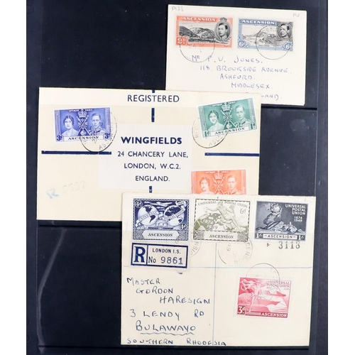 245 - ASCENSION EX DEALER'S FOLDER. Mint and used. KGV to 2s inc overprints, 1935 Jubilee 2d 'Cleft Rock' ... 