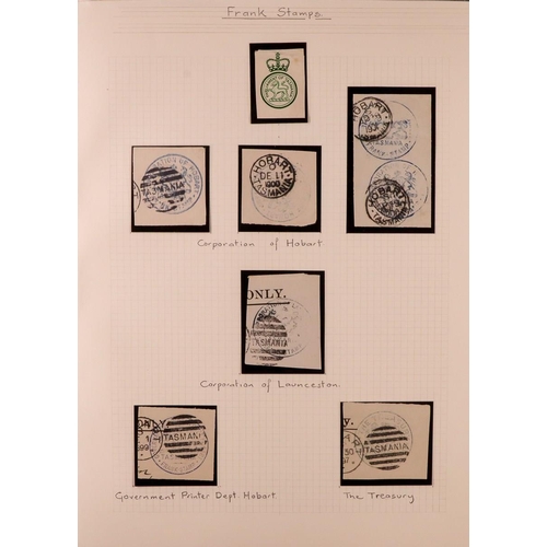 252 - AUSTRALIAN STATES TASMANIA THE FRANKING SYSTEM collection with an 1885 cover with Government House f... 