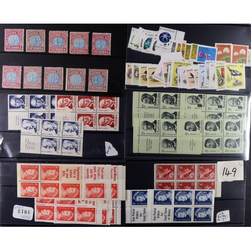 256 - AUSTRALIA 1876-1990's MINT MOSTLY NEVER HINGED RANGES on stock cards & in packets, includes few Stat... 