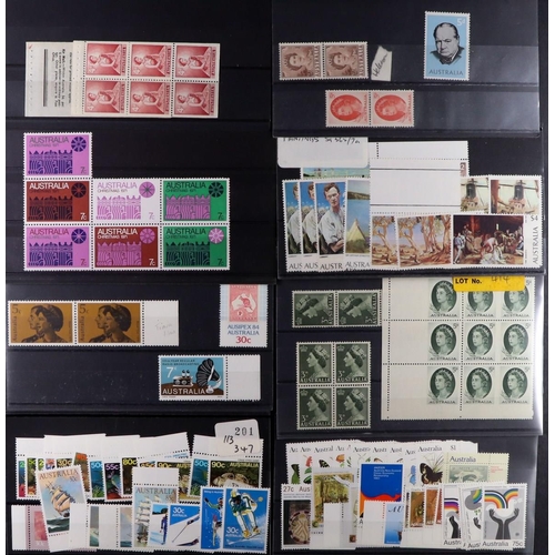 256 - AUSTRALIA 1876-1990's MINT MOSTLY NEVER HINGED RANGES on stock cards & in packets, includes few Stat... 