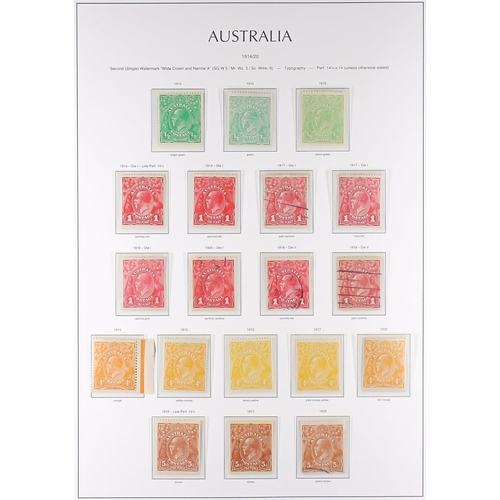 257 - AUSTRALIA 1913 - 1931 SPECIALIZED COLLECTION of 97 mint and used stamps, note 1914-20 mint set with ... 