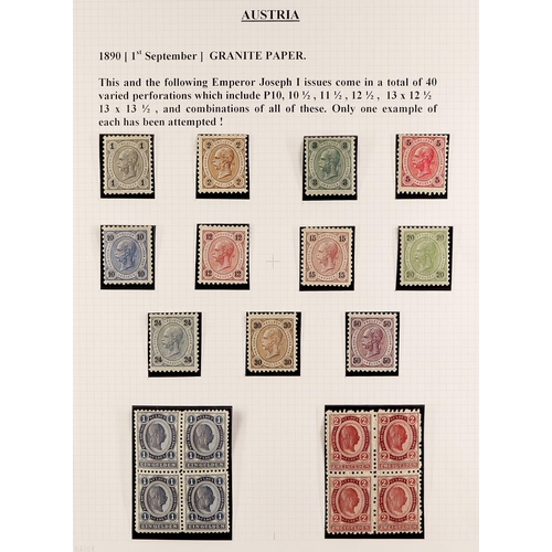 312 - AUSTRIA 1867 - 1918 MINT COLLECTION on exhibition style album pages, of around 250 stamps, incl bloc... 