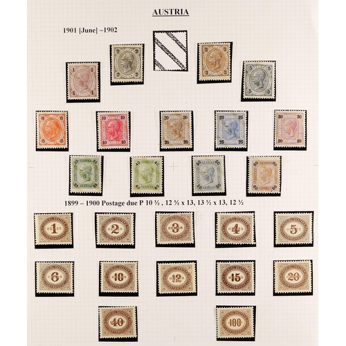 312 - AUSTRIA 1867 - 1918 MINT COLLECTION on exhibition style album pages, of around 250 stamps, incl bloc... 