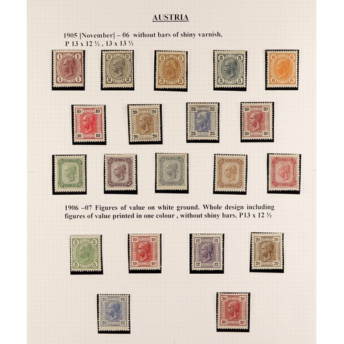 312 - AUSTRIA 1867 - 1918 MINT COLLECTION on exhibition style album pages, of around 250 stamps, incl bloc... 