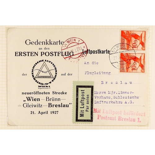 317 - AUSTRIA 1927 - 1937 AIR POSTS COVERS collection of chiefly first flight items (17 covers/cards). Lot... 