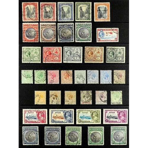 334 - BAHAMAS 1911 - 1937 USED STAMPS & COVERS on protective pages, note 1911-19 Staircase set, 1912-19 MC... 