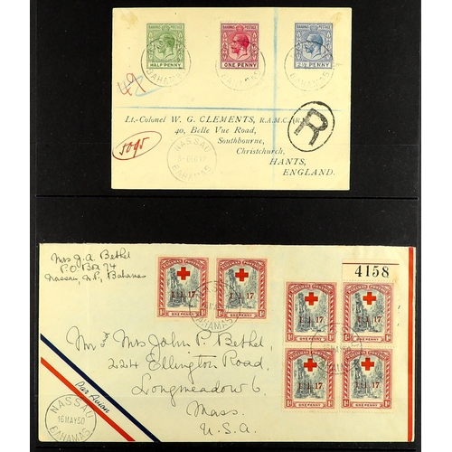 334 - BAHAMAS 1911 - 1937 USED STAMPS & COVERS on protective pages, note 1911-19 Staircase set, 1912-19 MC... 