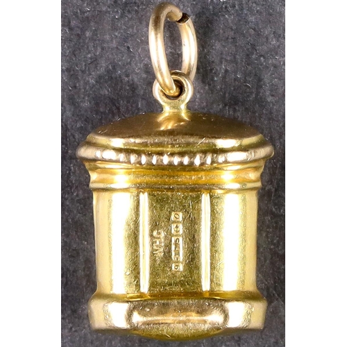 34 - GOLD MINIATURE LETTER BOX 9 carat, Birmingham 1963 made by 'WHC' (Collins) weighs approx 1gram. Char... 