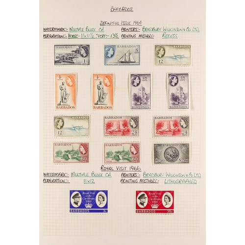 360 - BARBADOS 1953 - 2010 MINT COLLECTION in 2 albums, substantial & semi-specialized with changes of  pa... 