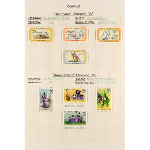 360 - BARBADOS 1953 - 2010 MINT COLLECTION in 2 albums, substantial & semi-specialized with changes of  pa... 