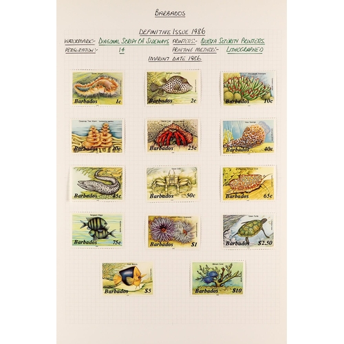 360 - BARBADOS 1953 - 2010 MINT COLLECTION in 2 albums, substantial & semi-specialized with changes of  pa... 