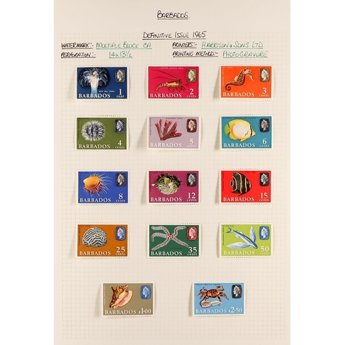 360 - BARBADOS 1953 - 2010 MINT COLLECTION in 2 albums, substantial & semi-specialized with changes of  pa... 