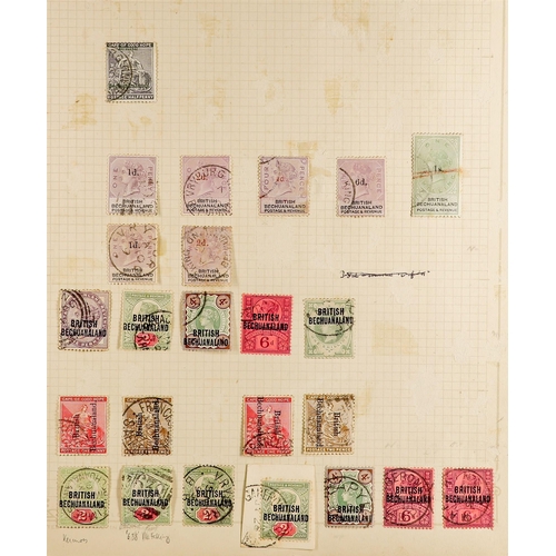 365 - BECHUANALAND 1885 - 1897 COLLECTION of used stamps on pages, note 1885-87 set to 6d, also various fo... 