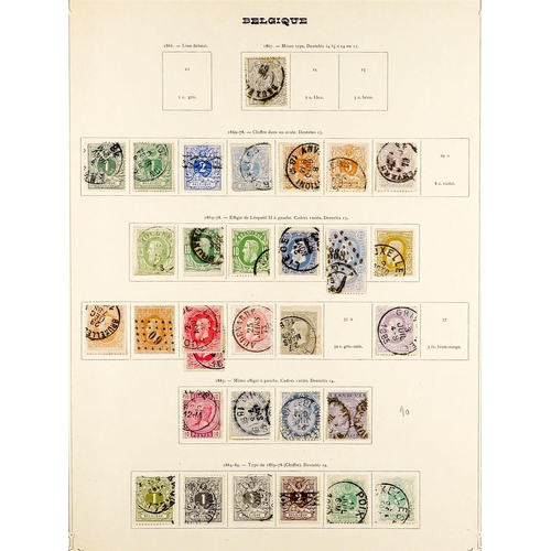 370 - BELGIUM 1849 - 1942 COLLECTION of around 700 chiefly used stamps on album pages, comprehensive incl ... 