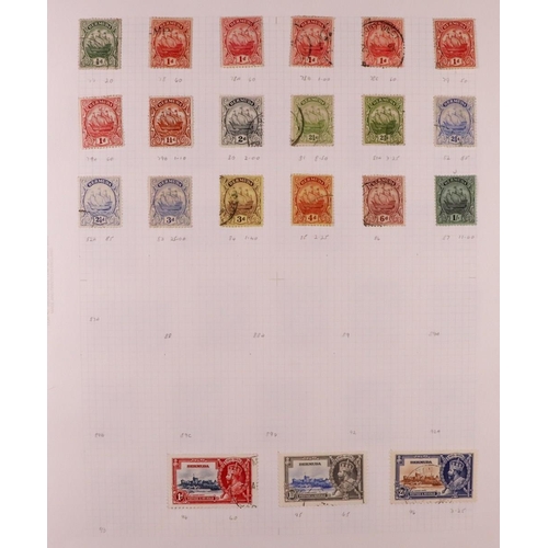 378 - BERMUDA 1865 - 1968 COLLECTIONS IN FOLDER. Mint and used on pages. Includes QV sets, 1875 3d wmk inv... 