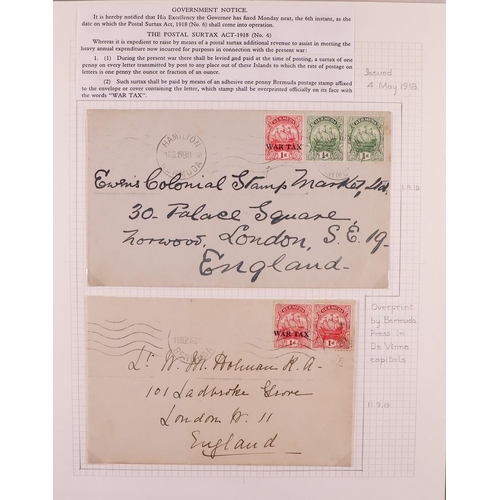 390 - BERMUDA 1918 - 1948 COLLECTION OF COVERS annotated on pages, in album with censored & uncensored 'Wa... 