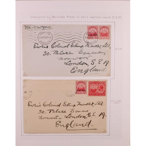 390 - BERMUDA 1918 - 1948 COLLECTION OF COVERS annotated on pages, in album with censored & uncensored 'Wa... 