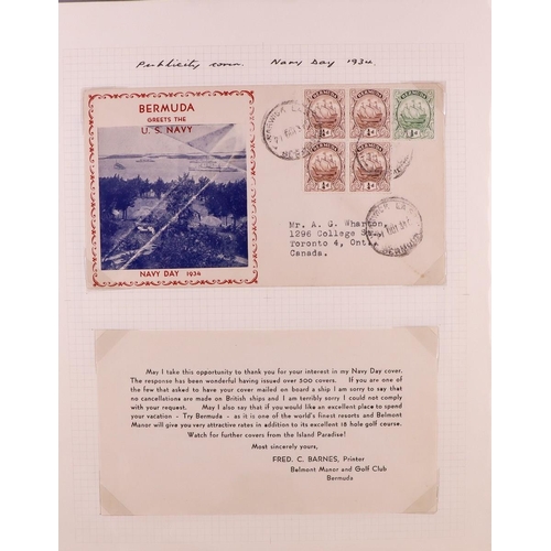 390 - BERMUDA 1918 - 1948 COLLECTION OF COVERS annotated on pages, in album with censored & uncensored 'Wa... 