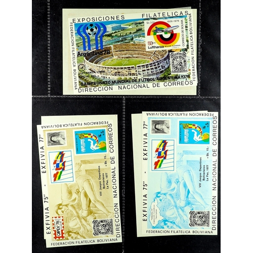 405 - BOLIVIA 1975 - 1995 MINIATURE SHEETS collection of 39 never hinged mint examples. Lot 405 (M) [c]