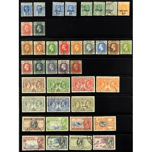 469 - CAYMAN IS. 1900 - 1950 FINE USED COLLECTION on stock pages, chiefly all different, includes 1902-03 ... 