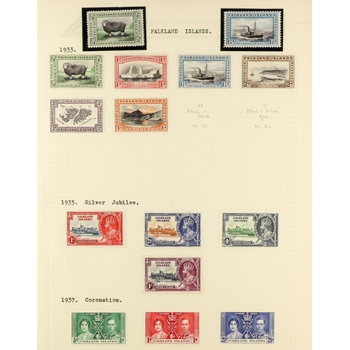 542 - FALKLAND IS. 1889 - 1976 FINE MINT COLLECTION includes 1889-91 4d wmk reversed (thin, cat £550) no g... 