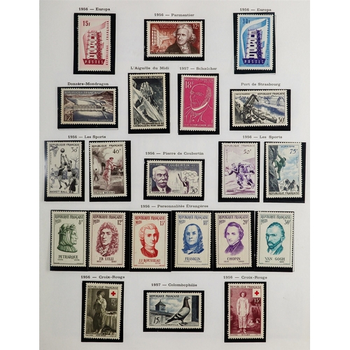 581 - FRANCE 1956-2012 COMPREHENSIVE NEVER HINGED MINT COLLECTION in four hingeless albums & stockbook, al... 