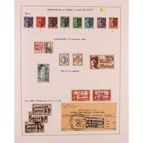 591 - FRANCE LIBERATION OF FRANCE 1944-45 nicely displayed topical collection of stamps, covers, postcards... 