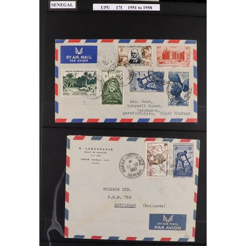 597 - FRENCH COLONIES AFRIQUE OCCIDENTALE FRANCAISE 1946 - 1960 FLOWN MAIL COLLECTION nicely presented and... 