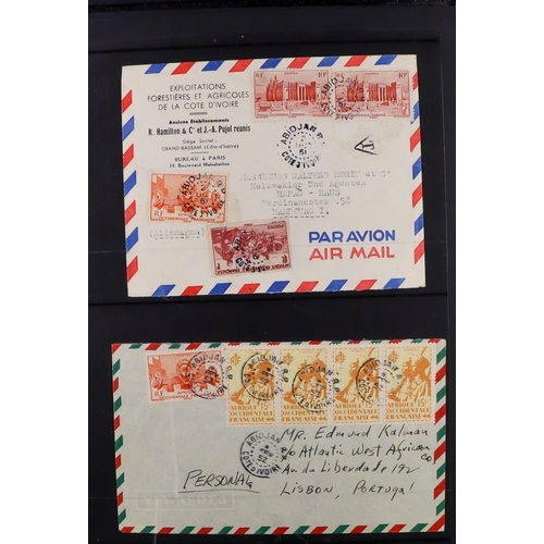 597 - FRENCH COLONIES AFRIQUE OCCIDENTALE FRANCAISE 1946 - 1960 FLOWN MAIL COLLECTION nicely presented and... 