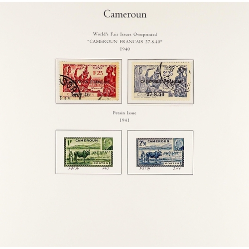 599 - FRENCH COLONIES CAMEROON 1916 - 1959 FINE USED COLLECTION on album pages (with coloured illustration... 